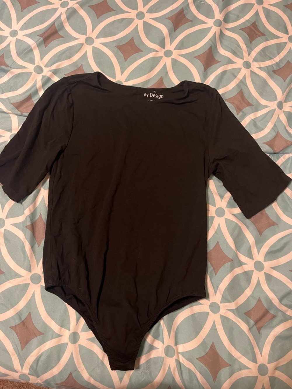 By Design Black Women's Short Sleeve Bodysuit
